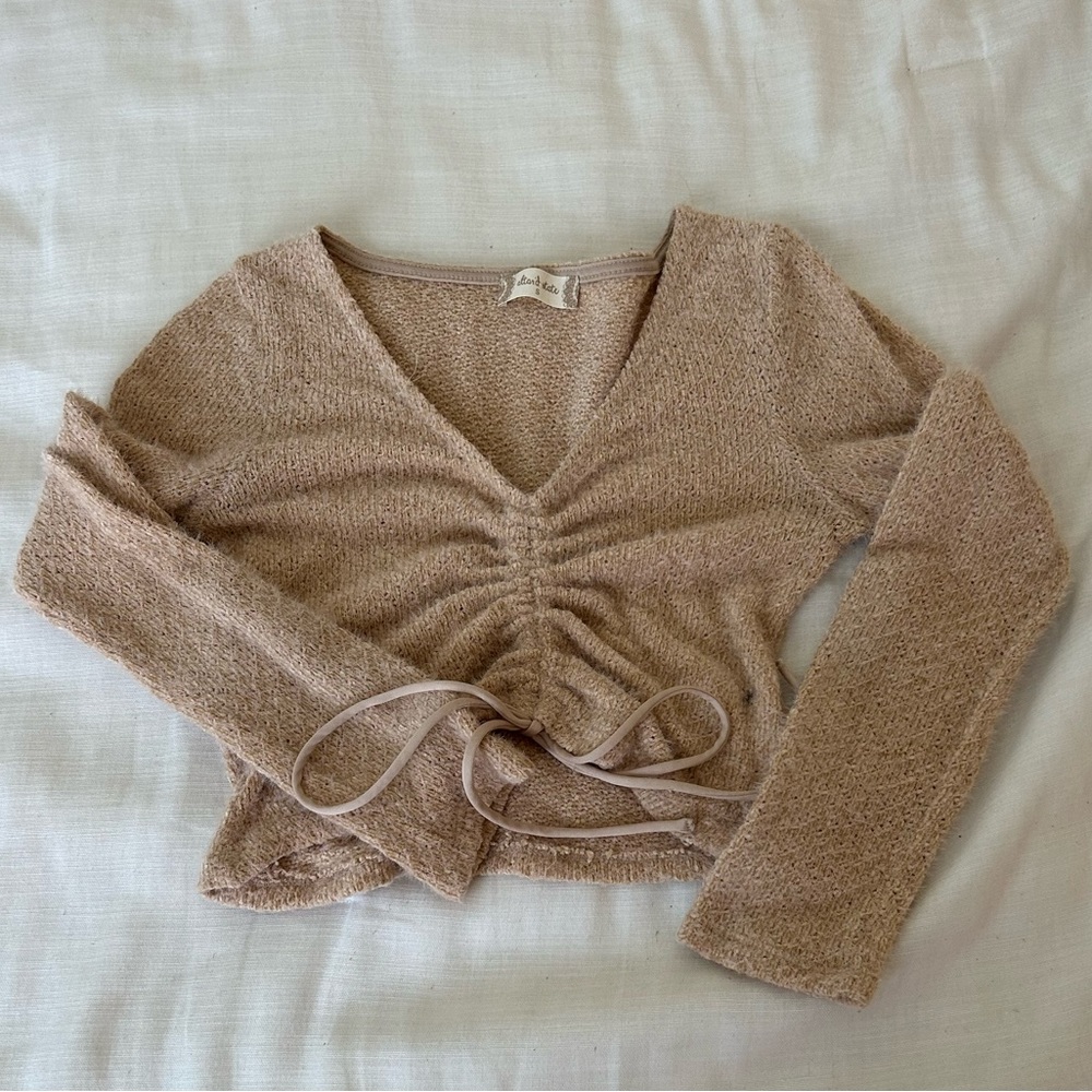 Altar’d State Cinched Sweater Size S| Color: Tan/Cream
